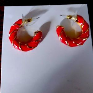 Cute red and gold fashion earrings. Never worn.